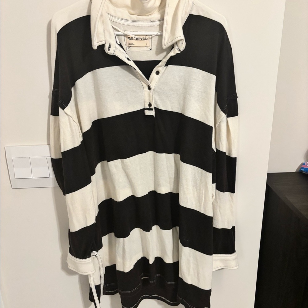 We The Free Monochrome Striped Polo